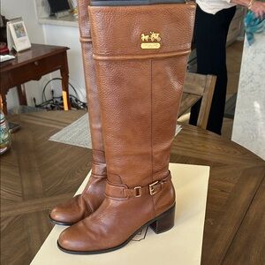 Coach Tan Leather Riding Boots